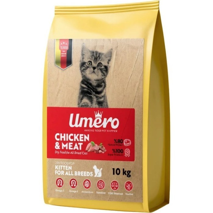 غذا خشک گربه نابالغ اومرو طعم گوشت و مرغ وزن 10 کیلوگرم